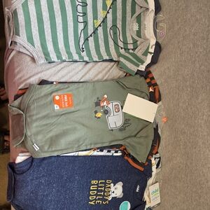 Green Baby Onesie with Camper Graphic